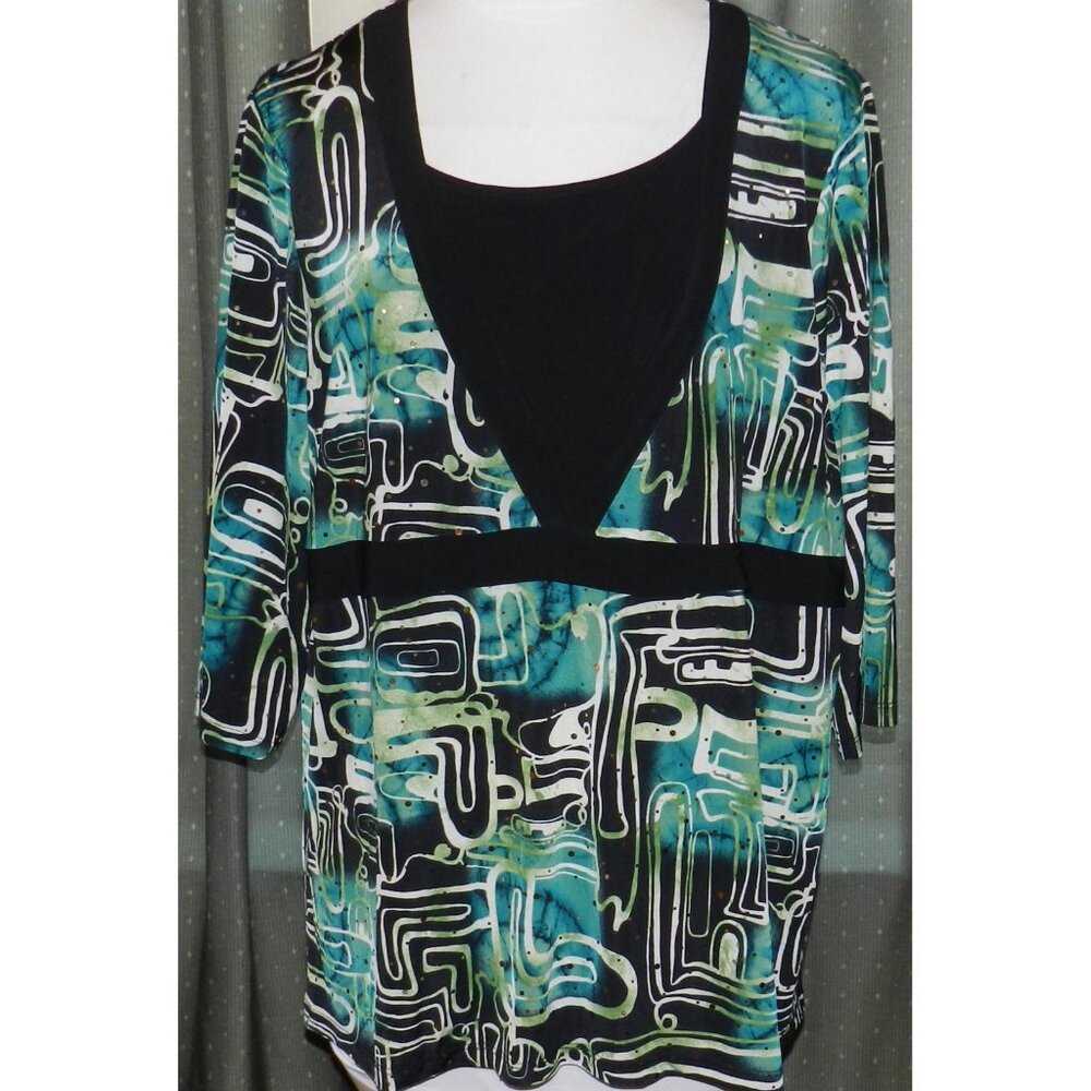 Maggie Barnes 2X slinky stretchy blend blouse pull over plus size women's